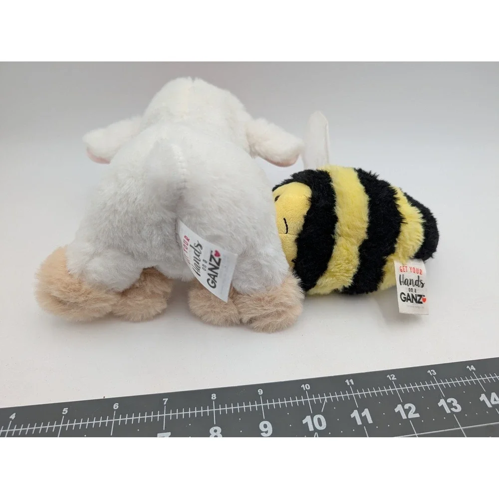Ganz Plush Stuffed‎ Animal Lot Lamb Bee White Yellow Wool Ewe Be Mine Heart